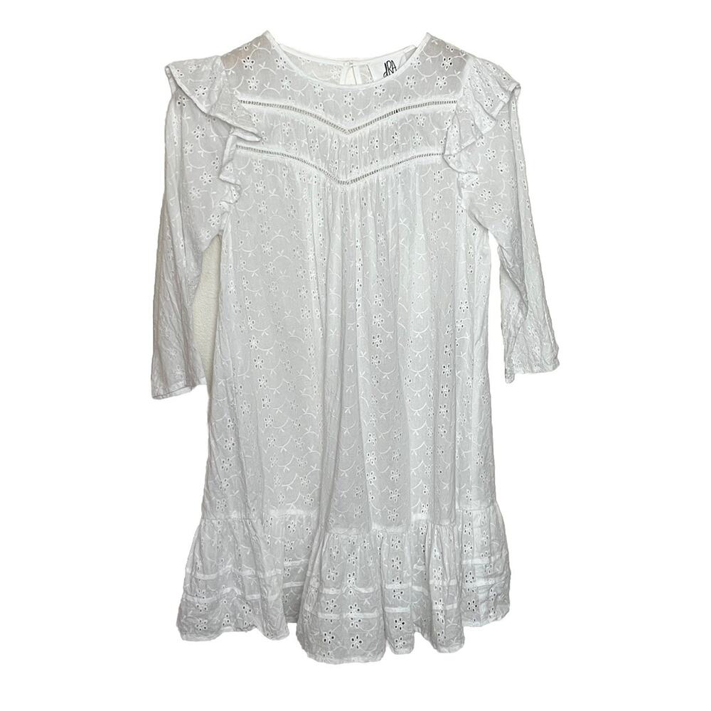 NWT DRA Los Angeles Eyelet Ruffle Short Mini Dress Women’s Sz Medium White